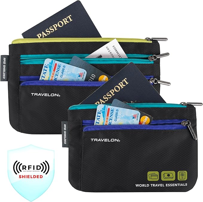 Travelon World Travel Essentials Set of 2 Currency and Passport Organizers