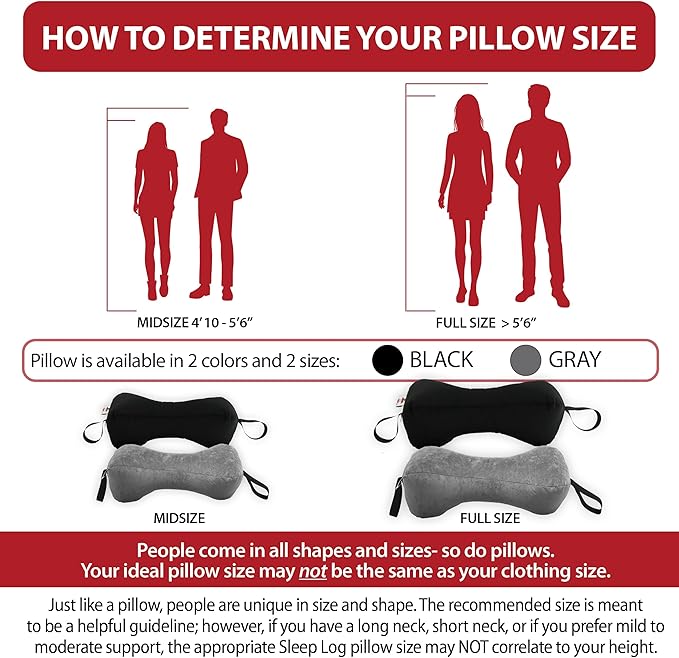 Core Products Sleep Log Bone Shaped Chiropractic Neck and Back Pillow for Cervical Support, Adjustable Firmness - Travel or Use at Home, 15" x 7" x 7", 60" Strap