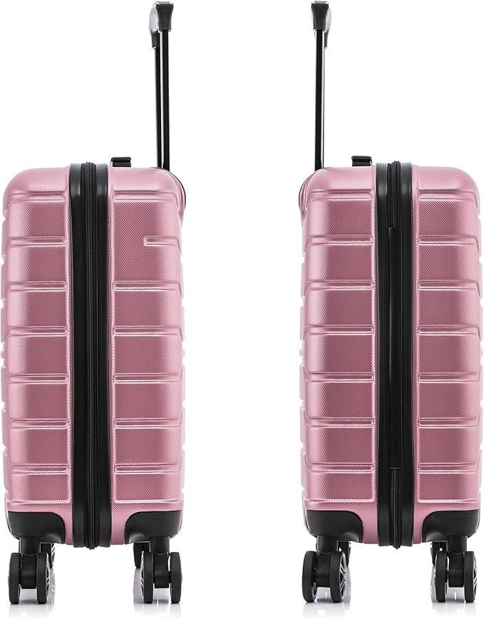 InUSA TREND Luggage with Spinner Wheels | Durable Lightweight Hardshell Suitcase, Travel bag with Handle and Trolley, 20-Inch Carry On Small Luggage | Rose Gold