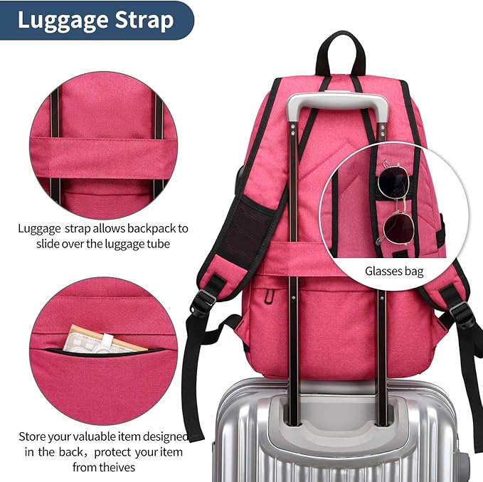 WENIG Business Laptop Backpack Anti-Theft Backpack with USB Charging Port and Lock Computer Backpacks for Women Men Fit 15.6 Inch Laptops, Casual Hiking Travel Daypack