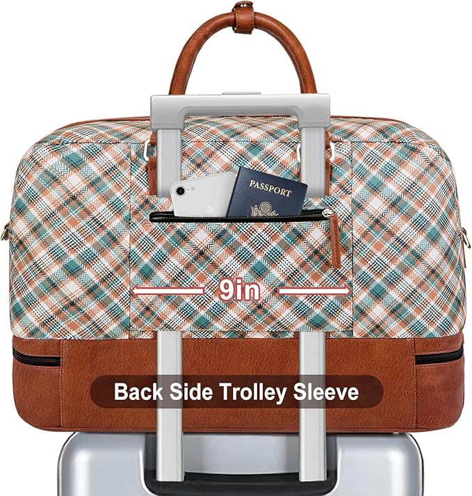 Weekender Bag for Women, Large Overnight Bag Canvas Travel Duffel Bag Carry On Tote with Shoe Compartment 21" 3Pcs Set