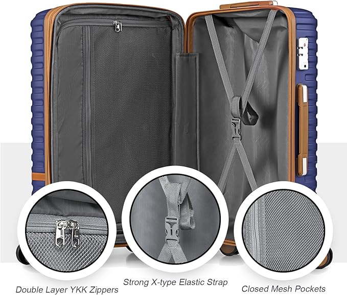 Joyway Luggage Set 7 Piece Suitcase Sets with Spinner Wheel,Hardside Expandable Travel Laggage with TSA Lock(18/20/24/28 Navy)