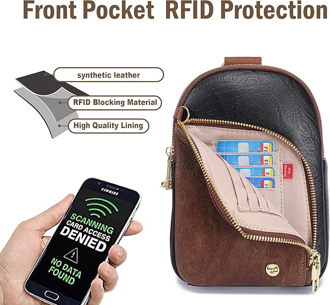 INICAT RFID Blocking Sling Bag, Anti Theft Crossbody Bag for Women, Travel Fanny Pack Style Purse, Vegan Leather