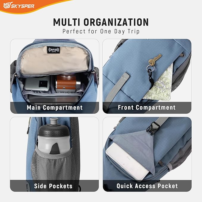 SKYSPER Sling Bag RFID Cross Body Bag Recycled Crossbody Backpack Travel Daypack