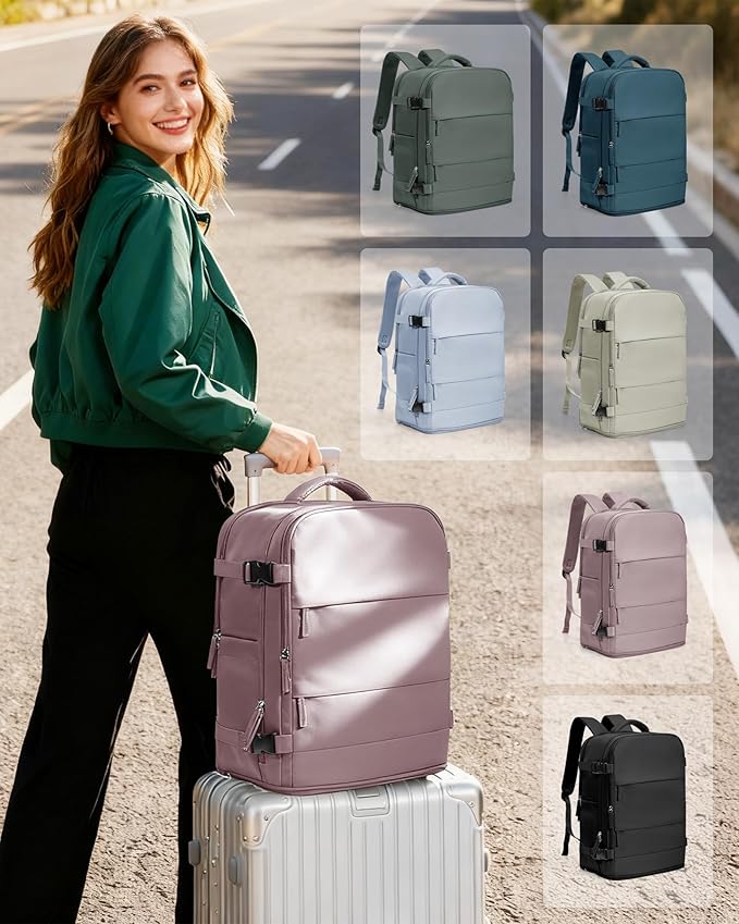 coowoz Travel Backpack Carry On for Women Man Gym Backpacks with Laptop Compartment Mochila de Viaje Teacher Personal Item Backpack Rucksack Airplane Accessories Must Haves Pink Purple Small
