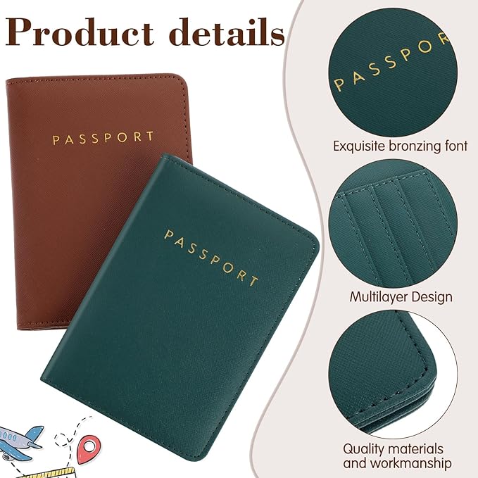 2 Pcs Passport Cover Holder for Travel Waterproof Leather Passport Wallet Case Book Travel Cruise Essentials for Women Men | 2 Pieces, Bridal, Holder, Waterproof, Holder Covers, Travel Wallet