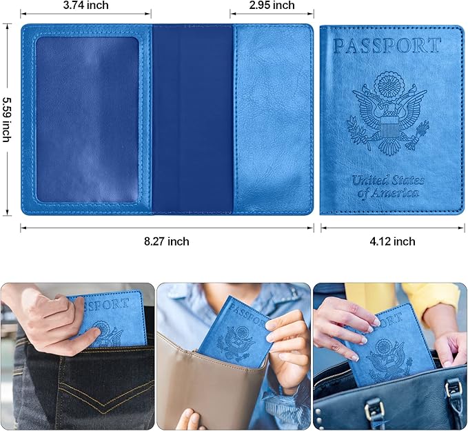 Eoehro Passport Holder for Travel Essentials-2Pack, Passport Wallet Cover Case for Travel Must Haves Accessories,Passport Book Holders for Women and Men