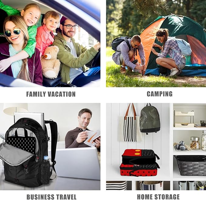 6 Set Travel Packing Cubes for Kids, Cute Compression Bags for Storage Packing with Shoe Bags for Packing In Suitcase, Space Saving Packing Organizers for Luggage Trip and Family Vacation