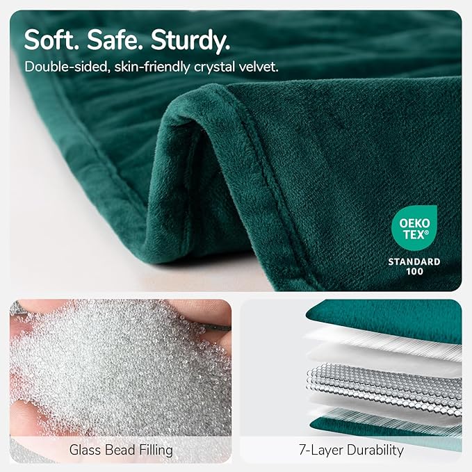 Kaisa Weighted Blanket for Adults (15 lbs,60" x 78"), Soft Heavy Blanket Machine Washable, Queen Size Weighted Blankets with Glass Beads for Couch and Bed, Green