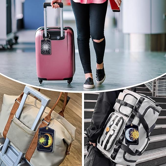 Fishent Luggage Tag, 3 Pack Travel Cruise Luggage Tags for Suitcases, Cute Suitcase Tags Identifiers Bag Tags with Privacy Flap, Baggage Name Tag for Women Men Luggage Backpack Handbag School Bag