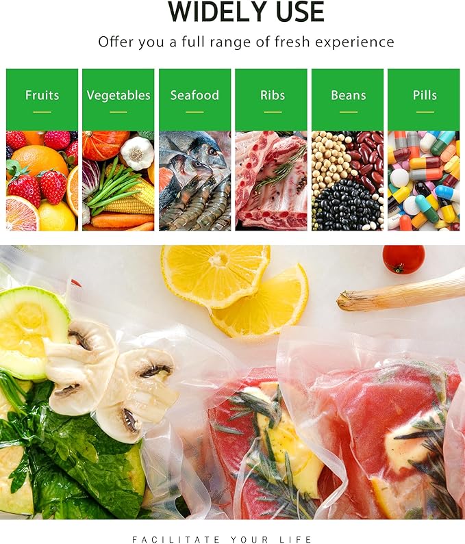 Syntus Vacuum Sealer Bags for Food, 3 Rolls 11" x 20' Commercial Grade Bag Rolls, BPA Free Food Vac Bags for Storage, Meal Prep or Sous Vide