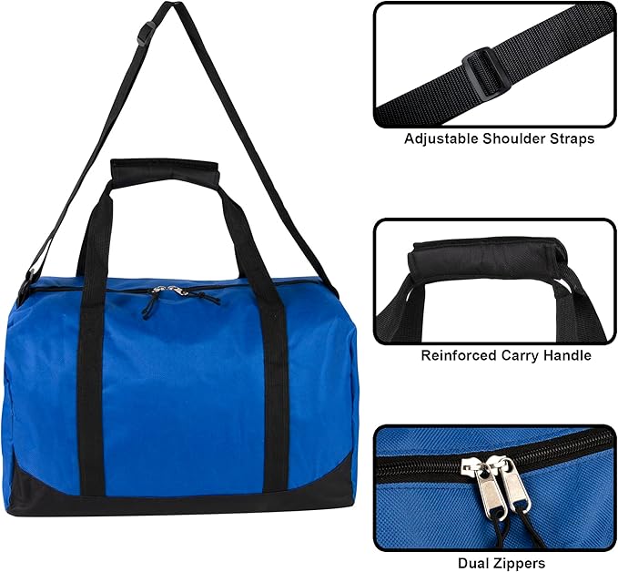 30 Liter, 17 Inch Canvas Duffle Bags for Men and Women – Travel Weekender Overnight Carry-On Shoulder Duffel Tote Bags (Blue)