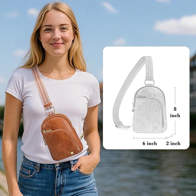 INICAT RFID Blocking Sling Bag, Anti Theft Crossbody Bag for Women, Travel Fanny Pack Style Purse, Vegan Leather