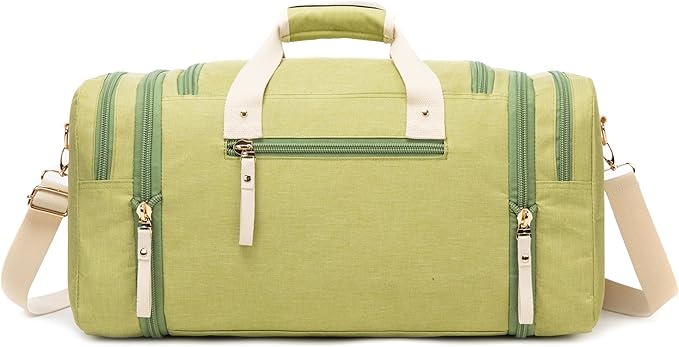 Duffle Bag for Travel (Green) 20–23” Expandable (40L) – Lightweight Water-Resistant Carry On Weekender with Multiple Pockets & Shoulder Strap – Airline Approved Travel Duffel Bags for Men & Women