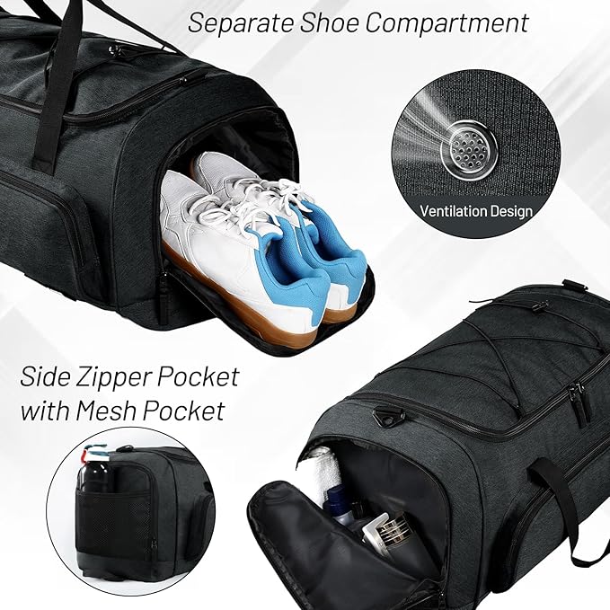 MIER Large Gym Bag for Men Sports Duffle Bag with Shoe Compartment 60L Lightweight Duffel Bags for Workout Fitness Travel