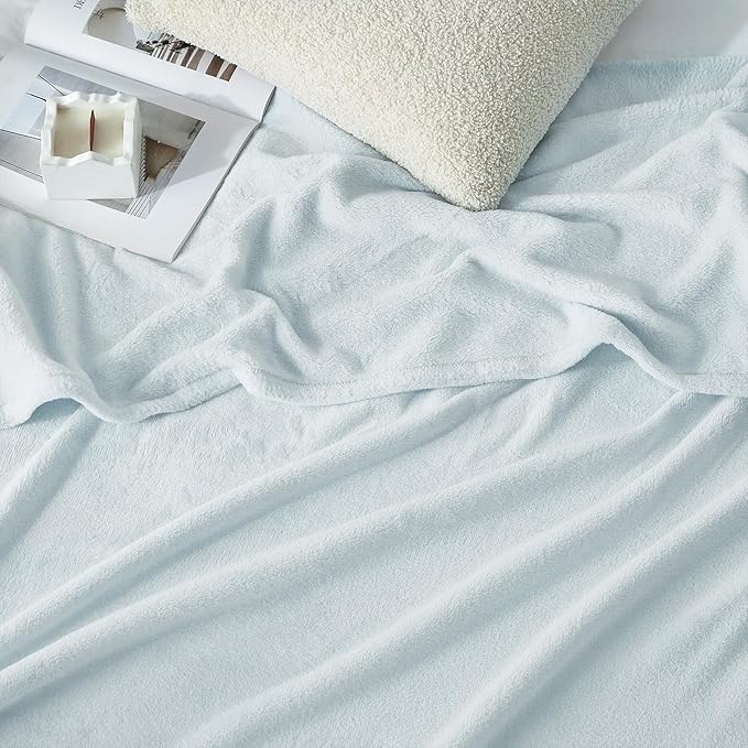 Hansleep Fleece Ice Blue Full Blanket, Super Soft Flannel Fuzzy Plush Cozy Blanket for All Seasons, Ice Blue, Full 84x90 Inches