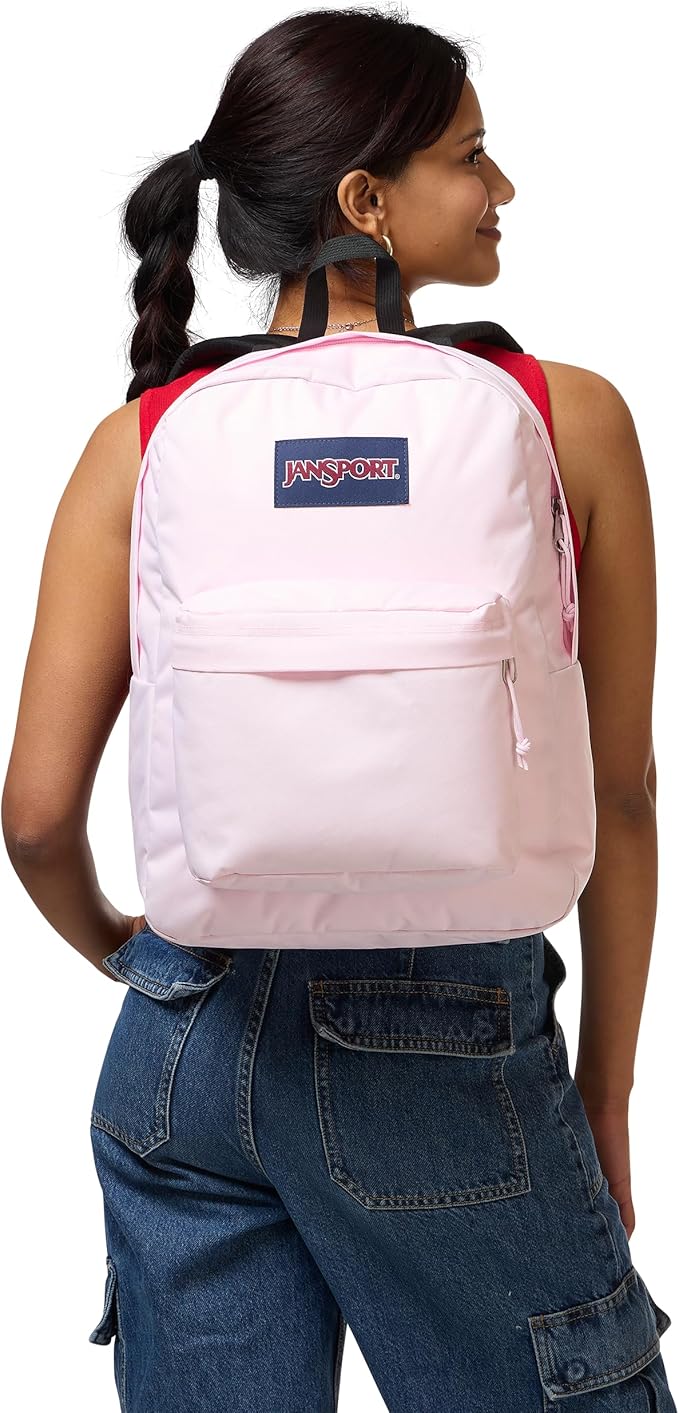 JanSport SuperBreak One Backpack - Durable, Lightweight Bag with 1 Main Compartment, Front Utility Pocket with Built-in Organizer, Premium Backpack, Pink Ice