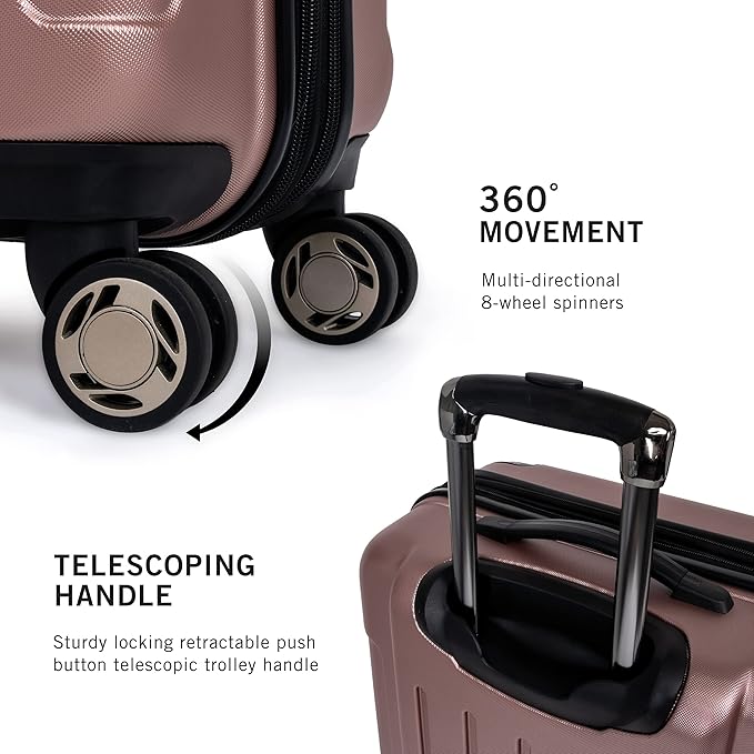 Kenneth Cole REACTION Renegade Luggage Expandable 8-Wheel Spinner Lightweight Hardside Suitcase, Rose Gold, 28-Inch Checked