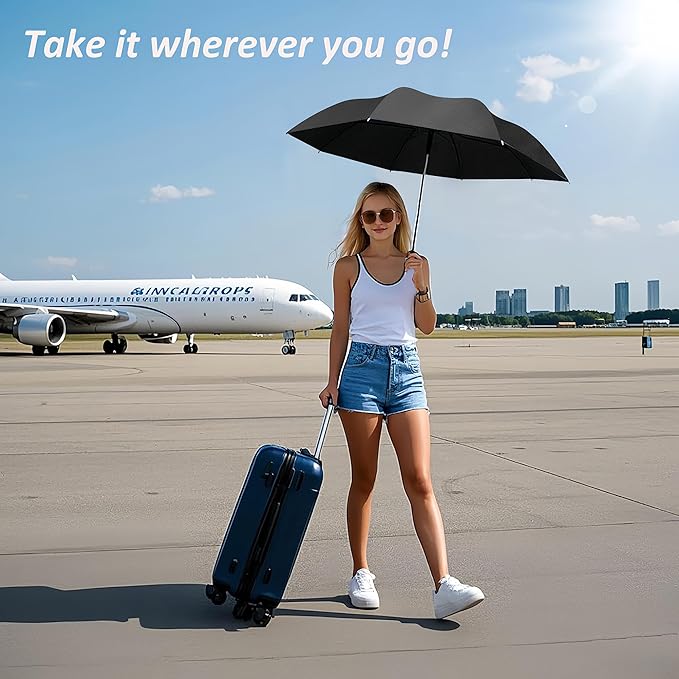 BAODINI Travel Essentials Mini Umbrella for Purse With Case Small Compact UV Sun Protection Lightweight Tiny Pocket Manual Open Close Umbrella for Women Kids and Men Fits Purse Backpack
