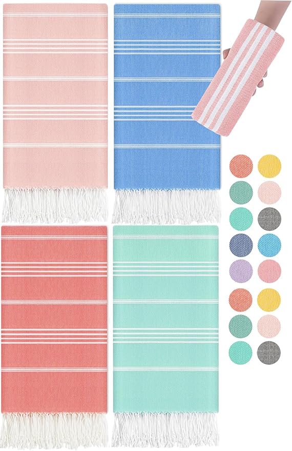4 Packs Turkish Beach Towels Gym Towel Camping Blanket Xl Large Size Sandfree Sandrpoof Thin Fast Drying Packable Honeymoon Travel Essential Summer Vacation Accessories Hawaii Trip Necessities
