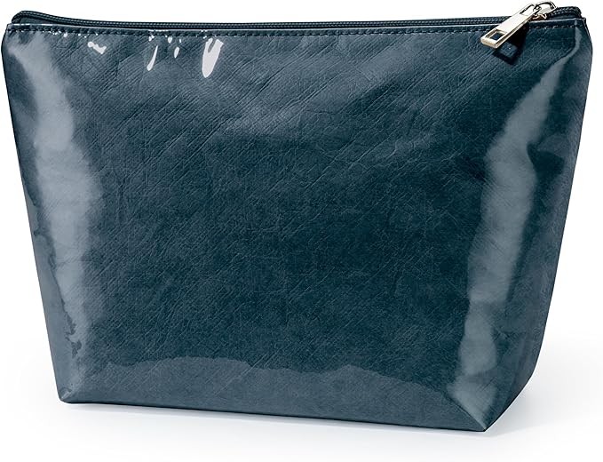 WLLWOO PVC Waterproof Makeup Bag Kraft Paper Cosmetic Bag Travel Toiletry Zipper Pouch Organizer for Women Purse