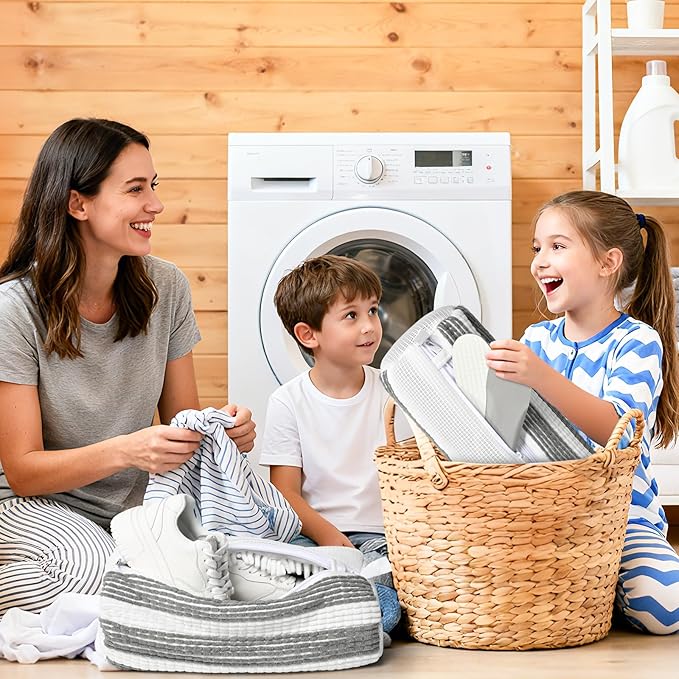 Anybar Shoe Washing Machine Bag –2 Pcs Reusable Laundry Shoe Bag 360° Deep Cleaning Sneaker Washing Machine Bag Fits All Shoe Types Microfiber Inside with Self-locking Zipper (Grey White)