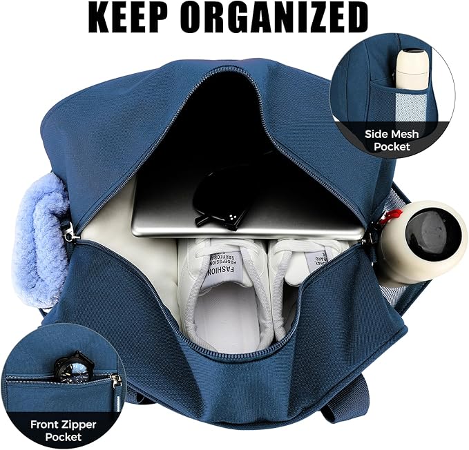 SeaRock 14 inch Small Gym Bag for Men & Women, Mini Duffle Bag for Travel Sports, Lightweight Carry On Duffel Bag, Navy Blue