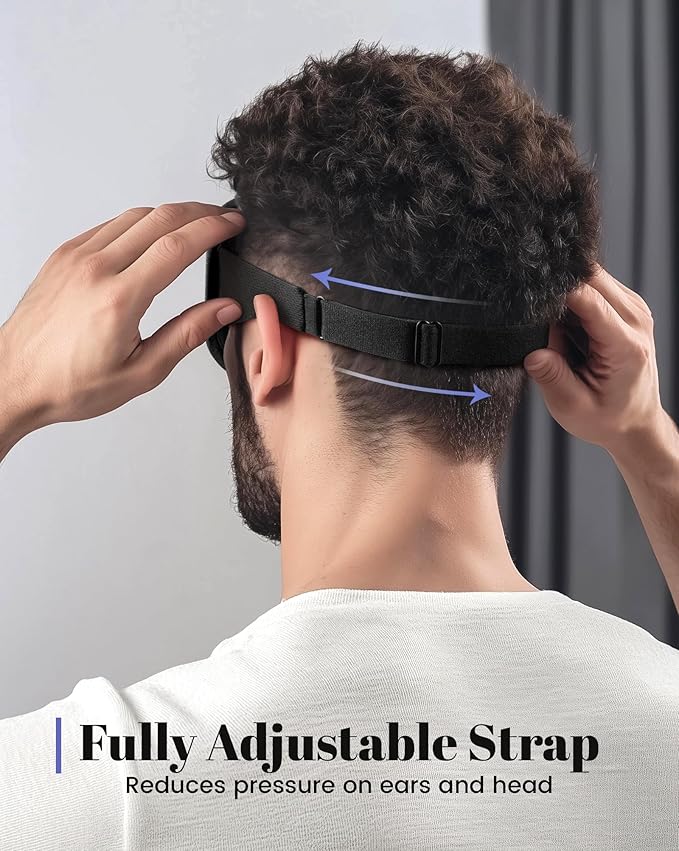 WAOAW Sleep Mask for Men Women: Blackout Eye Masks for Sleep - 3D Breathable Soft Comfortable Eye Mask for Travel - Adjustable Light Blocking Night Masks for Sleeping