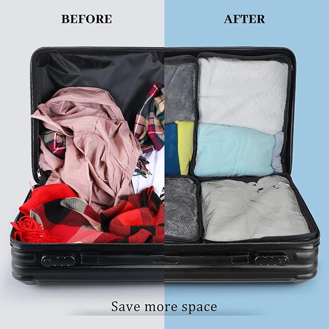 Tudomro 12 Pcs Large Packing Cubes Luggage Organizers for Suitcase Mesh Travel Organizer Bags Travel Packing Organizers for Traveling Camping Hiking