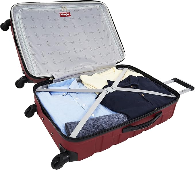 Wrangler 4 Piece Miami Luggage and Packing Cubes Set, Red