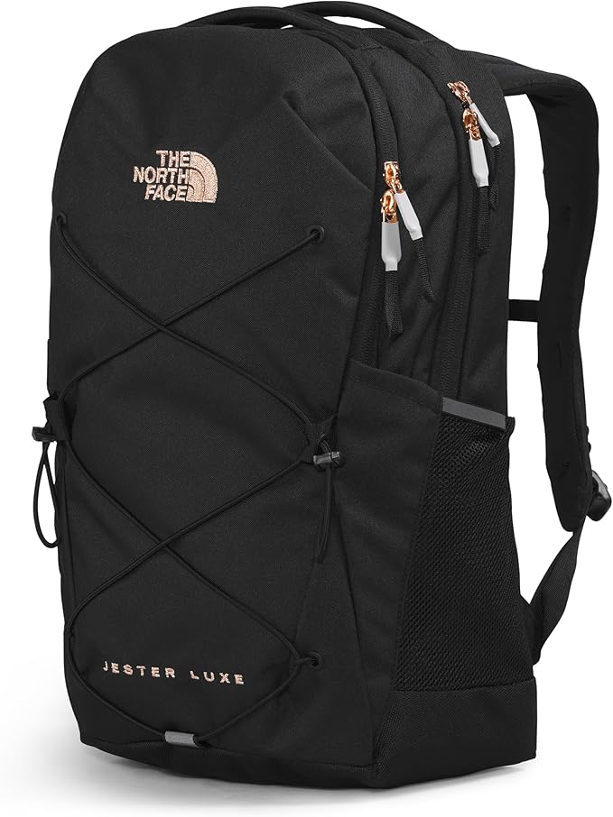 THE NORTH FACE Women's Jester Luxe Everyday Laptop Backpack, TNF Black/Burnt Coral Metallic, One Size