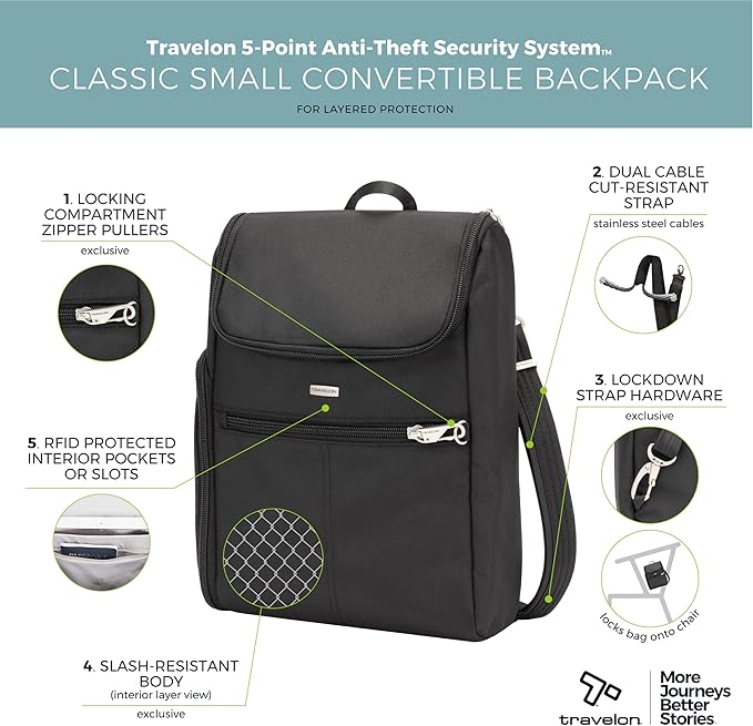 Travelon Anti-Theft - Classic Small Convertible Backpack