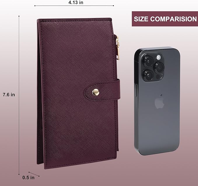 Travelambo RFID Wallet Women Large Size Bifold Multi Card Wallet Case with Zipper Pocke Credit Card Holder for Women