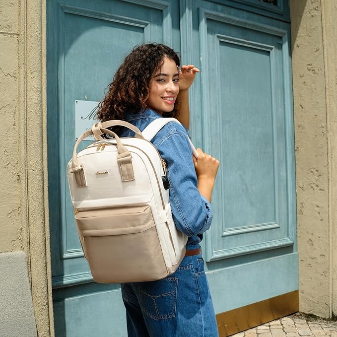 LOVEVOOK Laptop Backpack for Women Men 15.6 Inch Laptop Bag with USB Port Fashion Waterproof Backpacks Teacher Nurse Stylish Travel Bags Vintage Daypacks Bookbag for College School Work