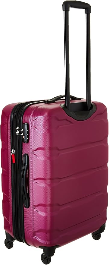 Samsonite Omni PC Hardside Expandable Luggage with Spinner Wheels, Radiant Pink, Checked-Medium 24-Inch
