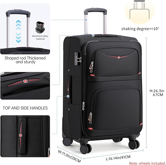Softside Expandable Luggage with 4 Spinner Wheels, Durable Carry-On Luggage Suitcase (Purple, 2-Piece Set 21/25)