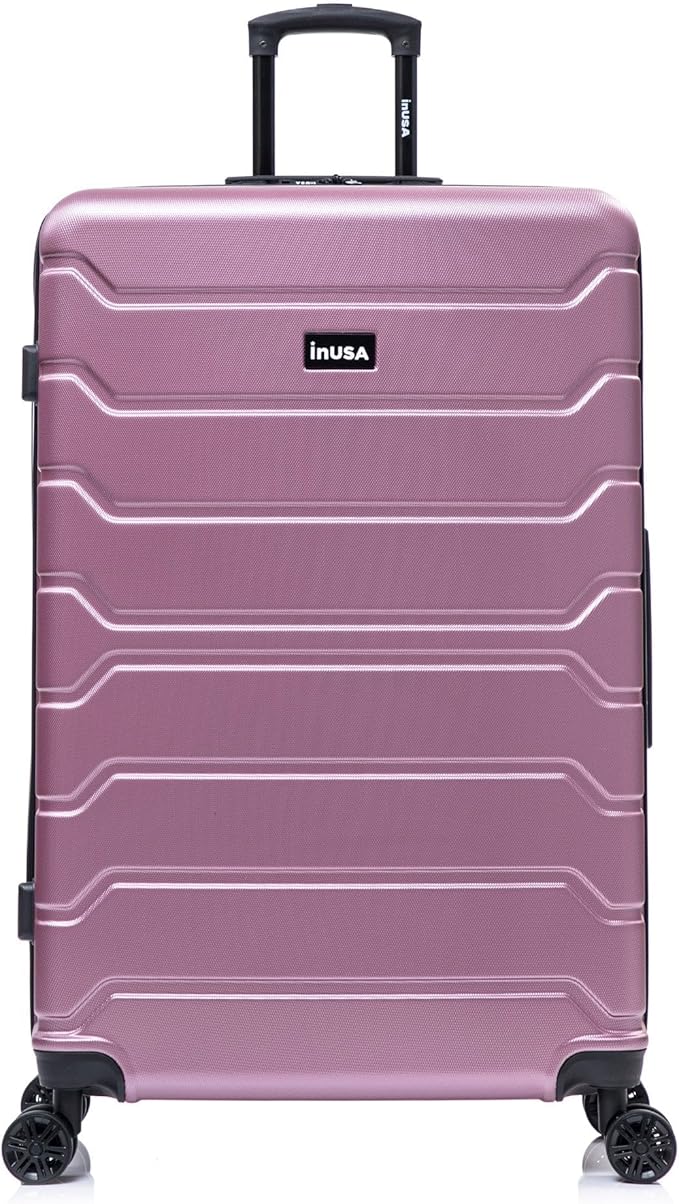 InUSA TREND Luggage with Spinner Wheels | Durable lightweight Hardside Suitcase, Travel Bag with Handle and Trolley | 32-inch Extra-Large Checked luggage | Rose Gold