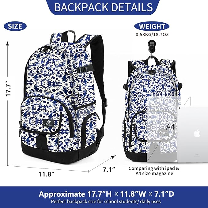 rickyh style School Backpack Travel Bag for Men & Women Lightweight College Back Pack with Laptop Compartmen