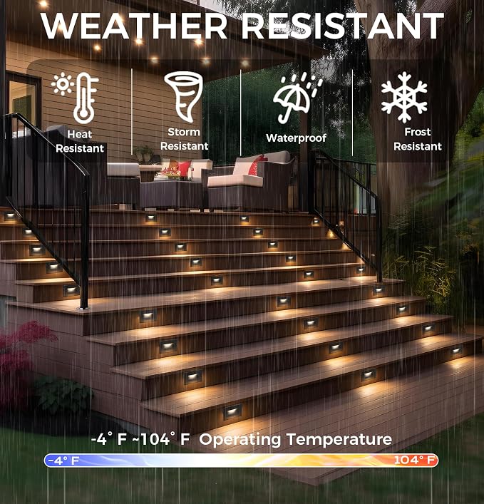CLOUDY BAY Dimmable Upgraded 3 Color 120V LED Indoor Outdoor Step Lights,3000K/4000K/5000K 3W 55lm,Stair Light,Oil Rubbed Bronze,6 Pack