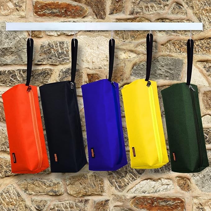 FASTECH 5-Pack Zipper Utility Tool Bag，Small Zipper Bags/Multi-Purpose Tool Pouch Tote Bags Storage Organizer for Screwdrivers,Pliers,Nut Drivers Gifts to Men/Women. (5 Color)