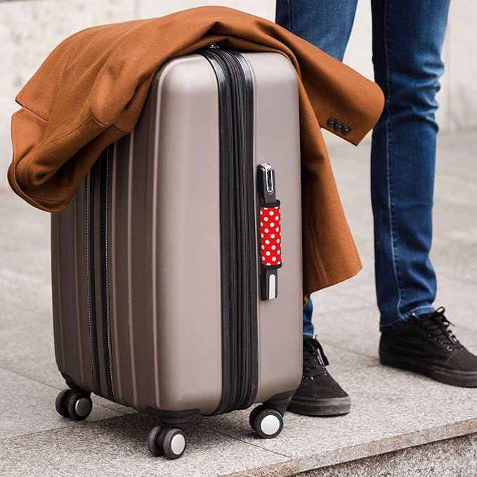 Red White Polka Dot Handle Wrap 2 Pieces, Soft Handle Grip for Women Men Business Luggage Outdoor Bag Markers Décor