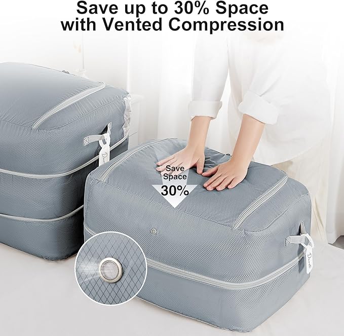 Comforter Storage Bag - 110L Large Capacity Blanket Storage Bags 2-Layer Ultra Space Saving Self Compression Organizer, Washable Compression Bags for Storage Comforter Blanket, 1-Pack, Grey