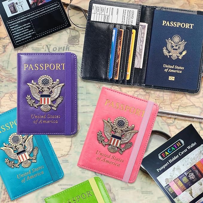 Premium Passport Holder for Travel, RFID Blocking Passport Cover Slim, Durable & Travel-Friendly, Passport Wallet Keep Your Documents Safe & Organized (Sky Blue)