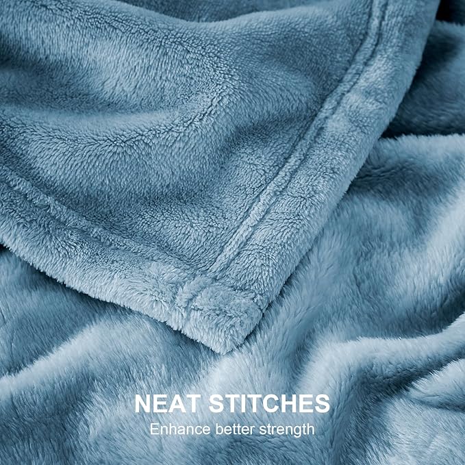 Hansleep Fleece Blanket for Couch Washed Blue, Super Soft Flannel Fuzzy Throw Plush Cozy Blanket for All Seasons, Washed Blue, Throw 50x60 Inches