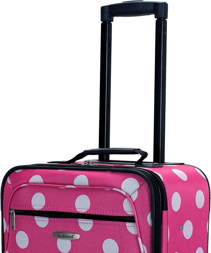 Rockland Fashion Softside Upright Luggage Set, Expandable, Pink Dots, 2-Piece (14/19)