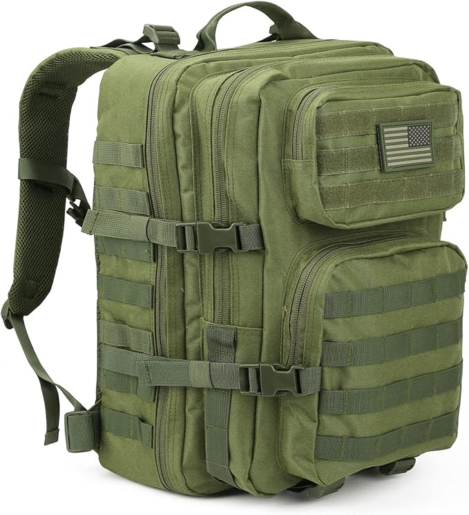 REEBOW GEAR Military Tactical Backpack for Men Large Army 3 Day Assault Pack Molle Bag Backpacks (Green)