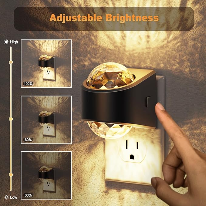 JandCase Night Lights Plug into Wall, 2 Pack Star Projector Night Light | 3000K Soft White, Automatic Galaxy Nightlight Plug in with Light Sensor for Bathroom Hallway Room Decor