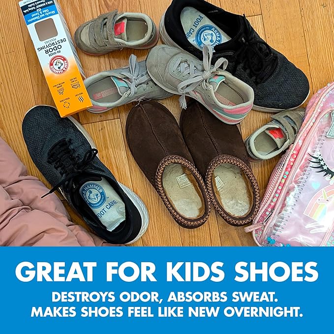 Arm & Hammer In-Shoe Odor Destroying Pouches, Shoe Deodorizer Insert for Reducing Odor and Absorbing Moisture, Smell Eliminator for All Footwear, Gym Bags and Work Boots (4 Pouches)