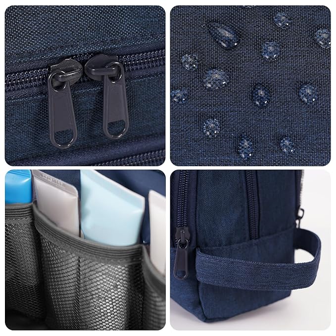 Toiletry Bag for Men Hanging Dopp Kit Water Resistant Shaving Bag Small Toiletry Bag for Traveling (Denim Pure Navy Blue)