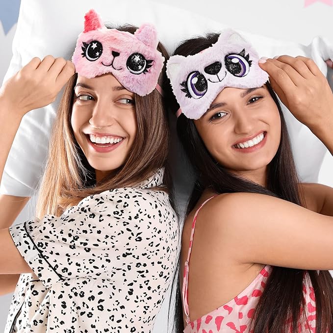 Geyoga Sleep Mask for Kids, Girls Plush Sleeping Eye Cover Soft Eye Blindfold Cover Animal Shade for Kids(Various Color)